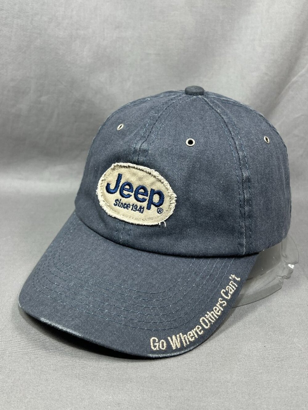 Jeep Go Where Others Can't Strapback Hat Dad Cap Gray Baseball Distressed Mens